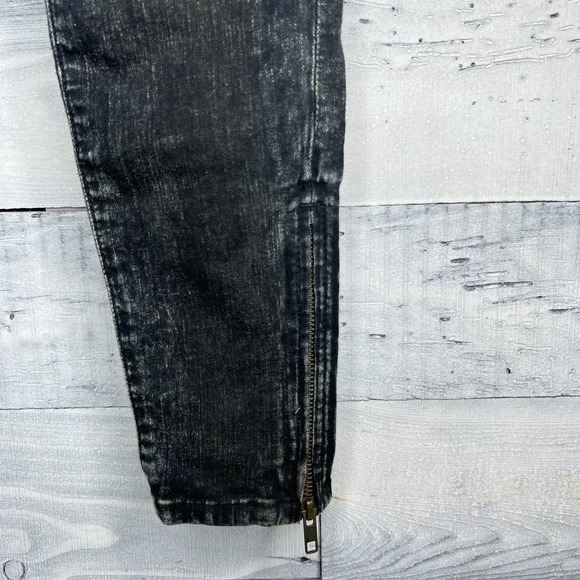 🍉 Current/Elliott Acid Wash Moto Jeans - Picture 3 of 5